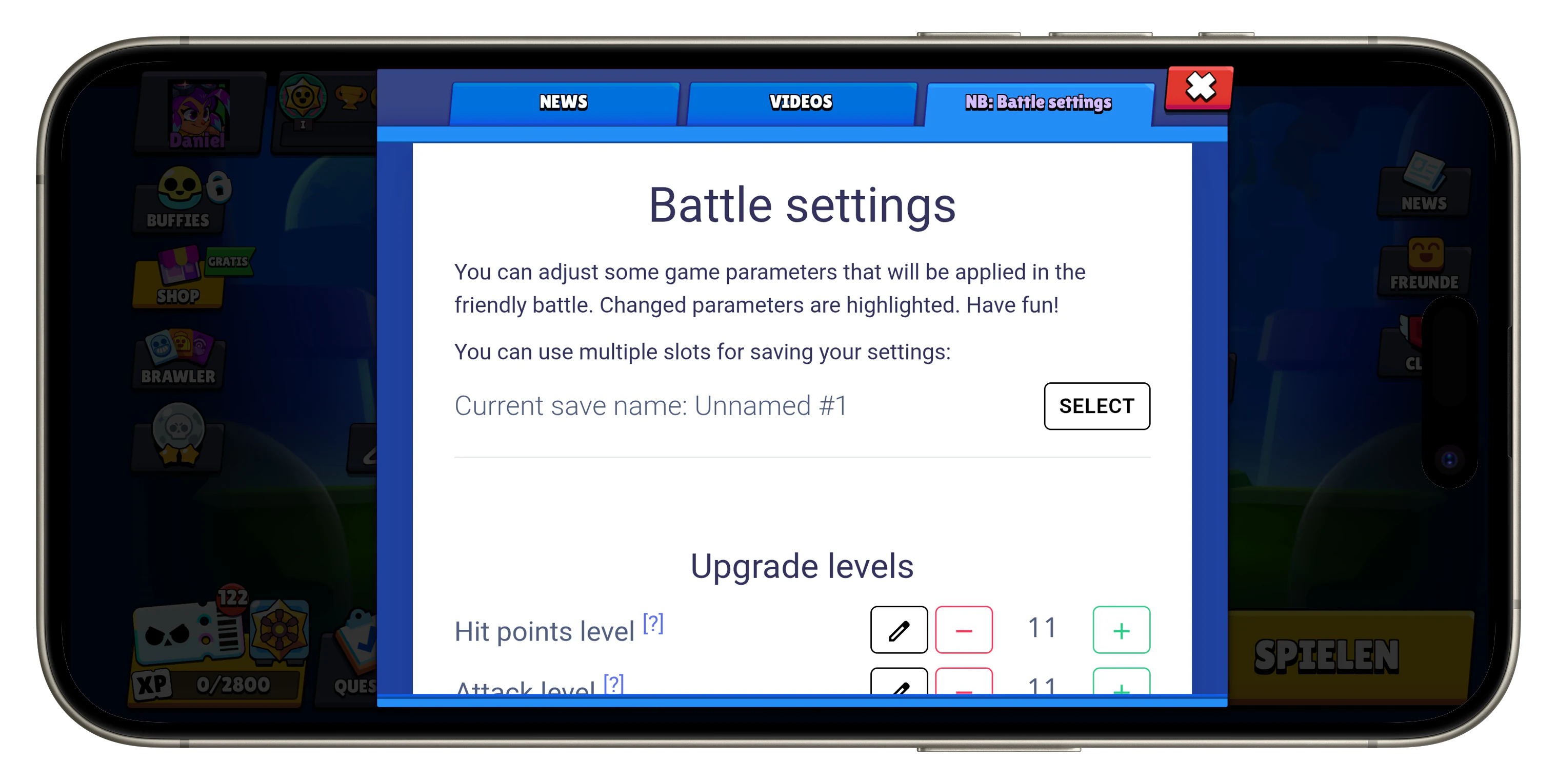 Battle Settings in Nulls Brawl