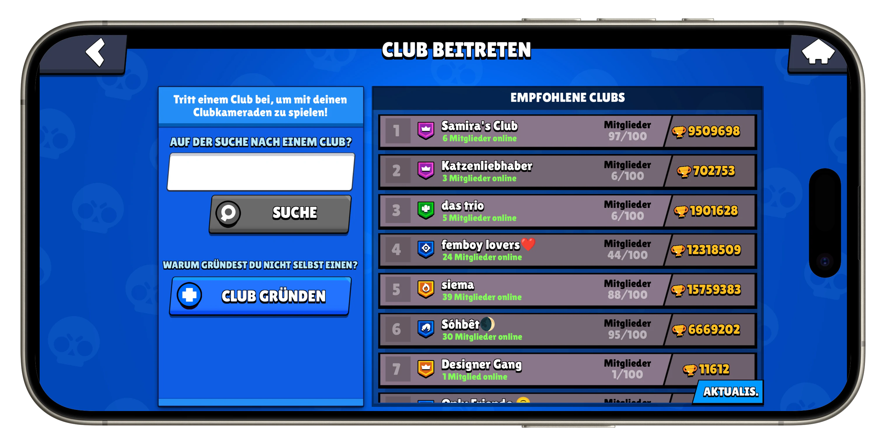 Club beitreten in Nulls Brawl