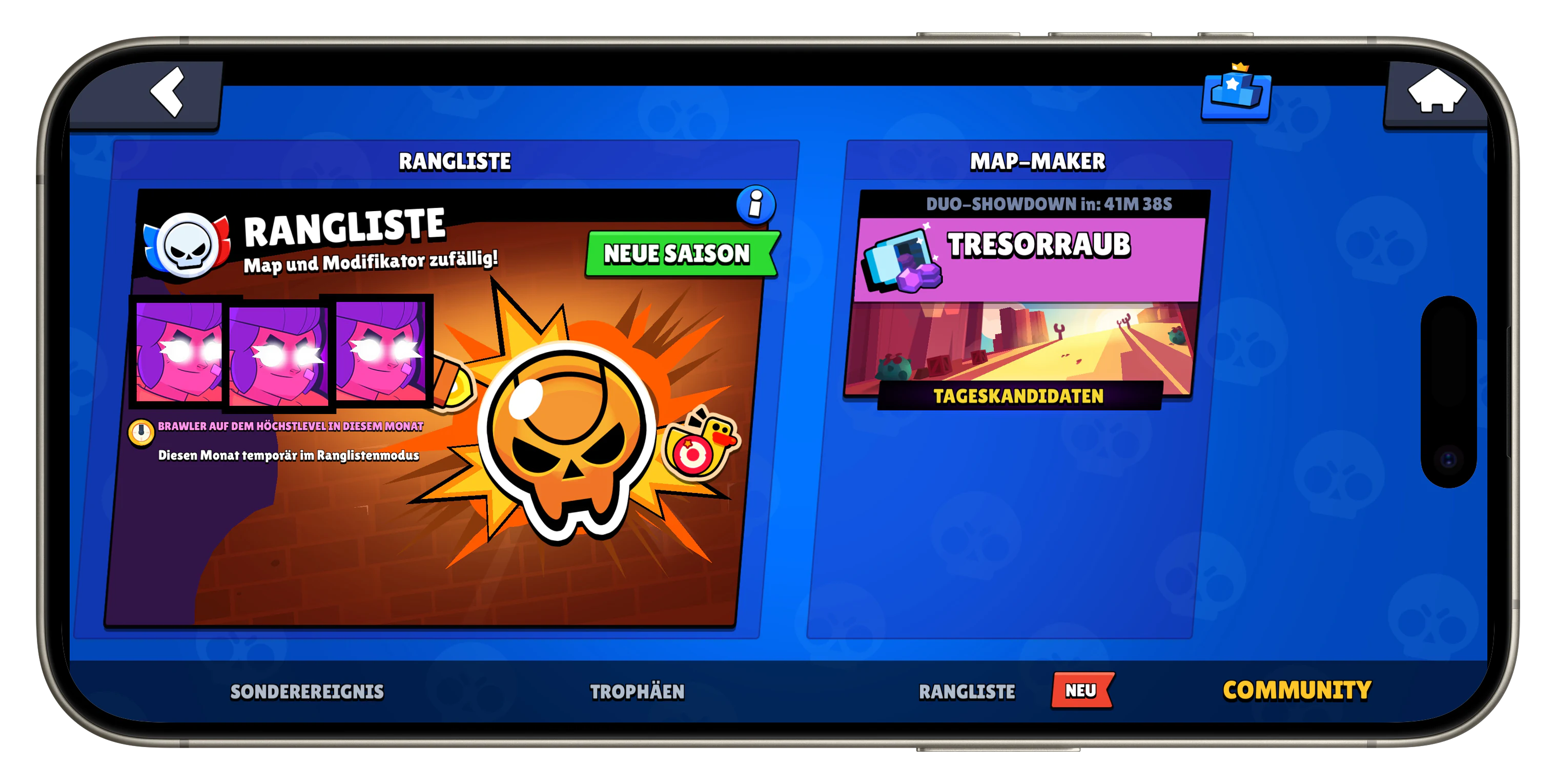 Rangliste und Map Maker in Nulls Brawl