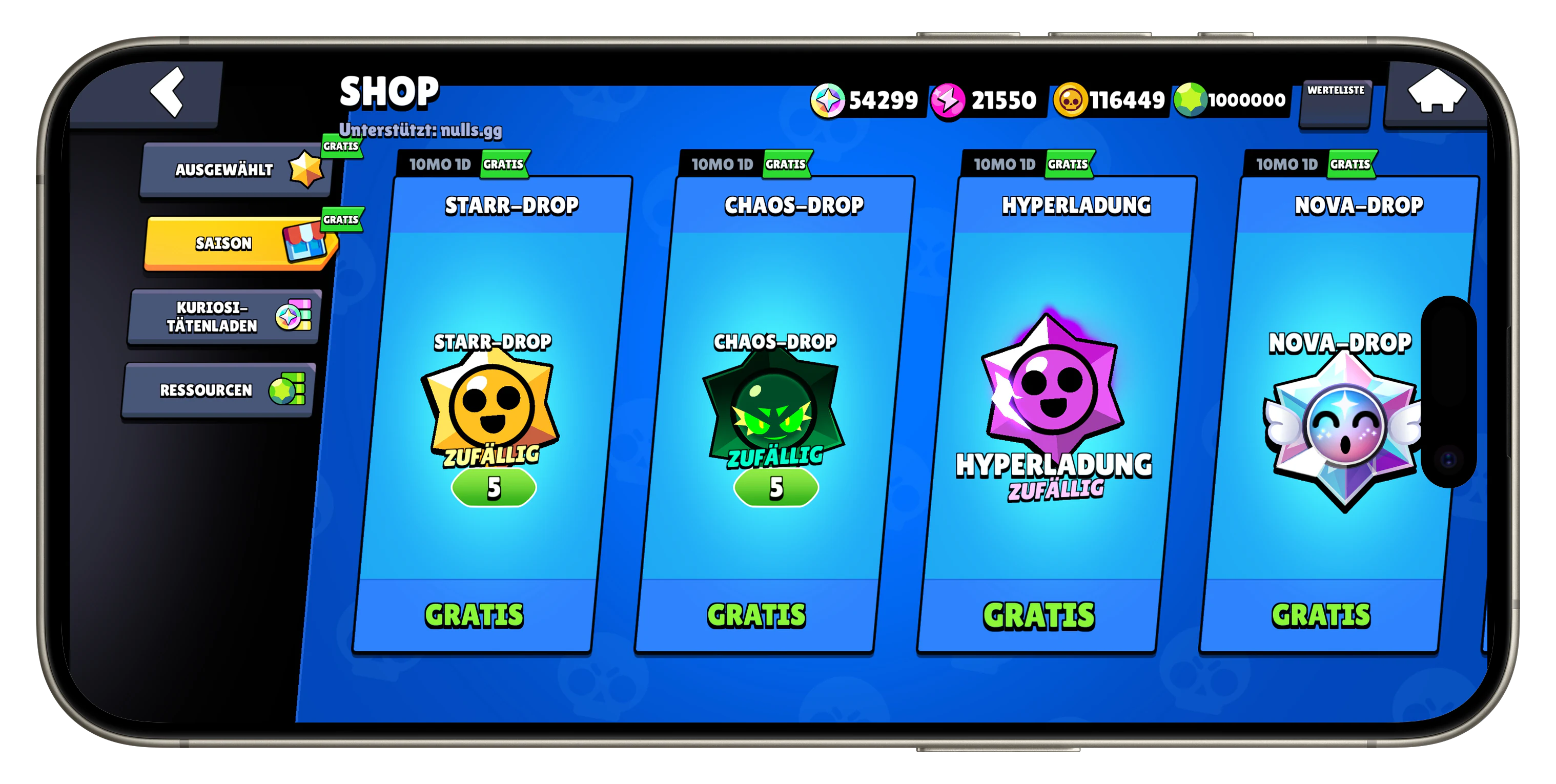 Nulls Brawl Shop mit kostenlosen Starr-Drops