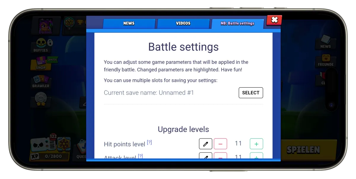 Battle Settings in Nulls Brawl