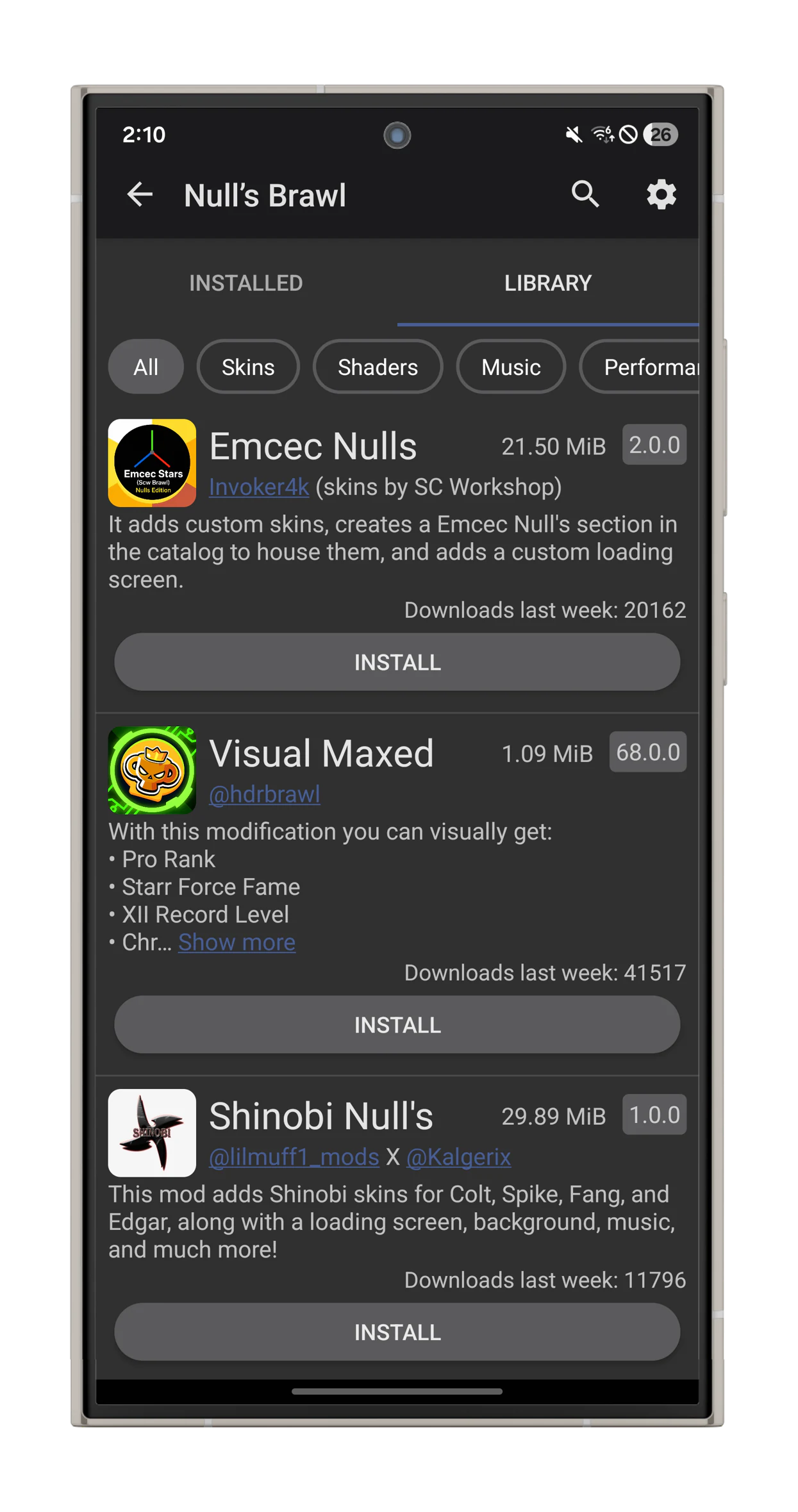 Installierte Mods in Nulls Brawl verwalten